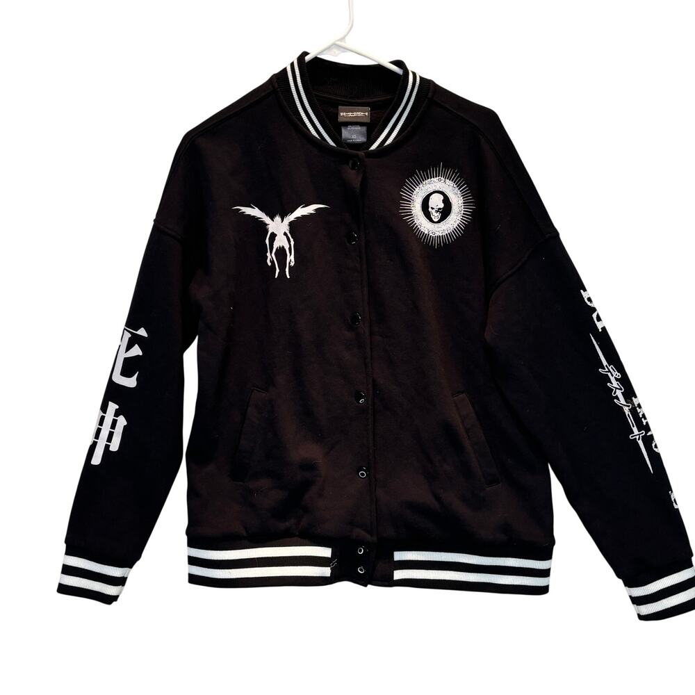 Hot Topic Death Note Varsity Jacket Womens XS Black Ryuk Button Up Anime Manga